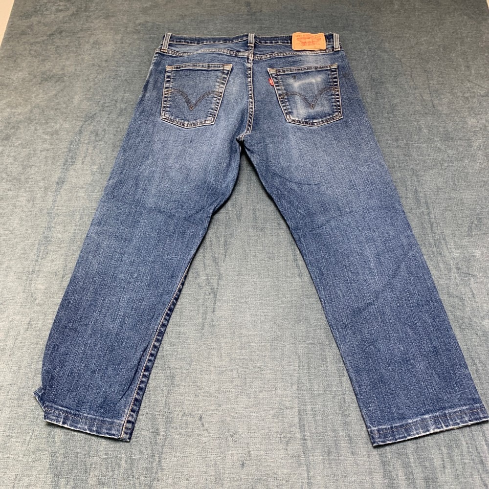 Vintage Levi's 521 Jeans Mens 38x30 Blue Denim Stretch Medium Wash Straight Leg